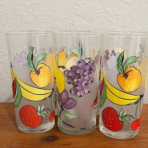 Darlington France Tutti Frutti Frosted Glass 10 Oz Tumblers Brand New VTG